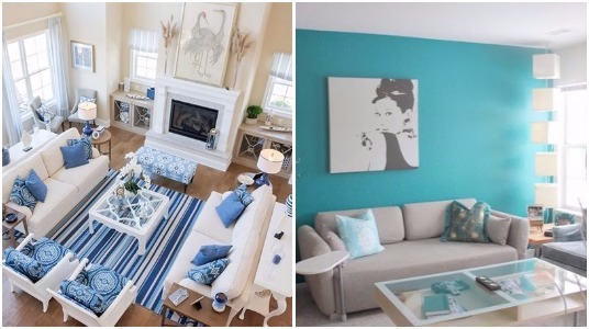 Salas Modernas en Azul y Blanco (13 Ideas)