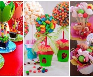15 Ideas para Elaborar Centros de Mesa con Dulces